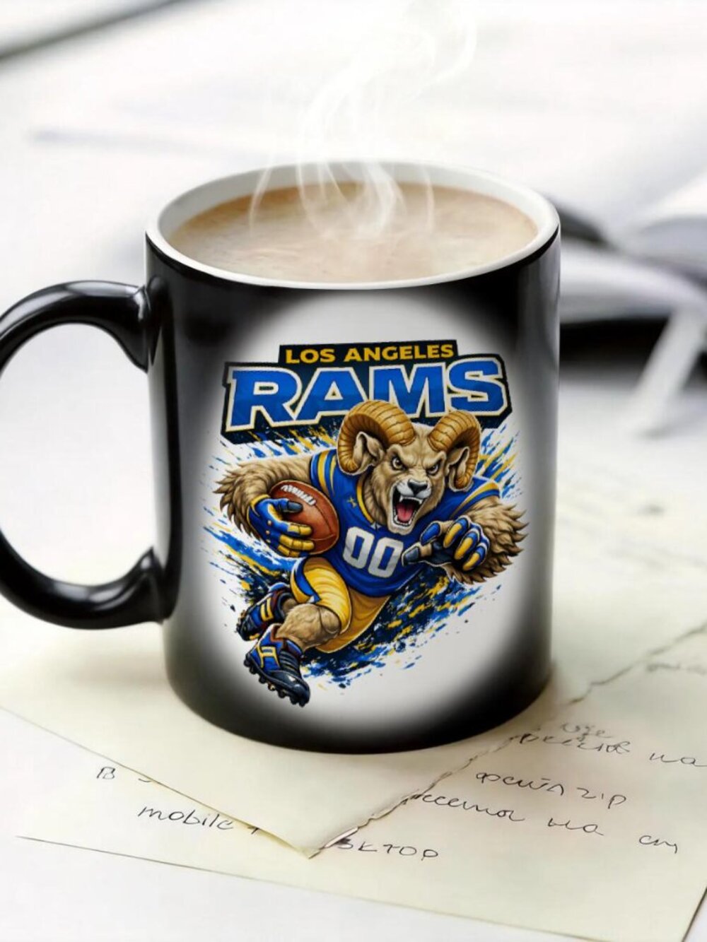 Los Angeles Rams Matte Heat Reactive Mug NFL Football Fan Cup 11oz